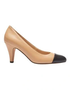 Mandy Black/Camel Glove Heeled Shoes