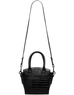 Worst Behind Us Black Croc Zip Top Satchel Bag -Myer Clothing Shop 898370470 3 720x928