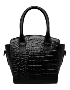 Worst Behind Us Black Croc Zip Top Satchel Bag -Myer Clothing Shop 898370470 4 720x928