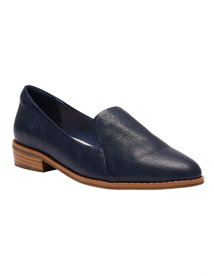 Tara Flat Shoes In Navy Leather 2 Tara Flat Shoes In Navy Leather - Image 2