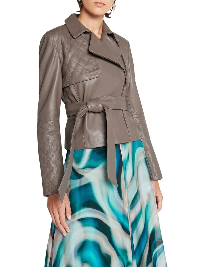 Voyager Wrap Style Leather Jacket Smog 3 Voyager Wrap Style Leather Jacket Smog - Image 3