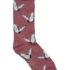 1 Pair Bamboo Butterfly Design Crew Socks In Red Multi