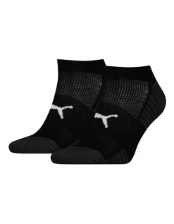 Puma 2 Pack Sport Cushioned Sneaker Socks Black