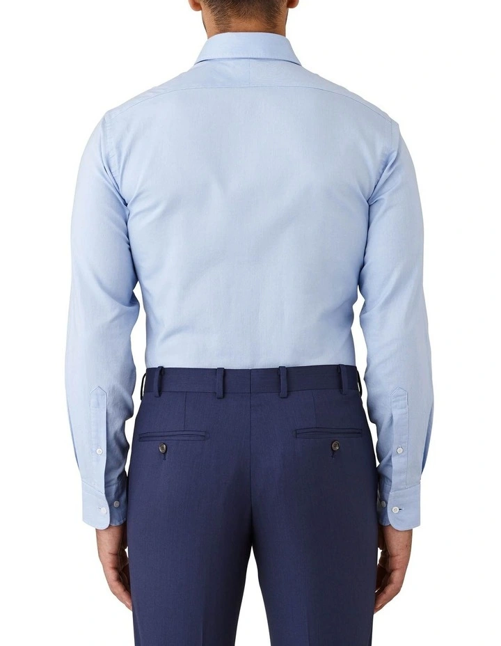 Cambridge Modern Fit Carlton Oxford Weave Long Sleeve Shirt Blue 2 Cambridge Modern Fit Carlton Oxford Weave Long Sleeve Shirt Blue - Image 2