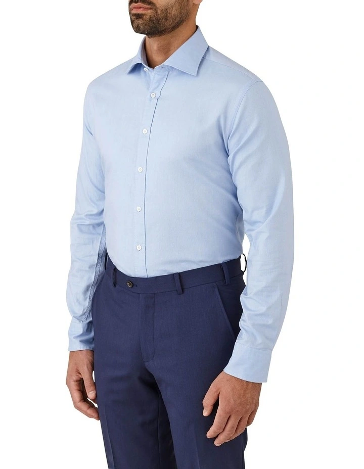 Cambridge Modern Fit Carlton Oxford Weave Long Sleeve Shirt Blue 3 Cambridge Modern Fit Carlton Oxford Weave Long Sleeve Shirt Blue - Image 3