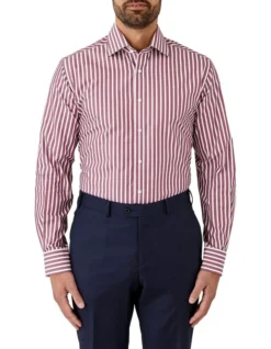 Tailored Fit Striped Giorgio Shirt Claret