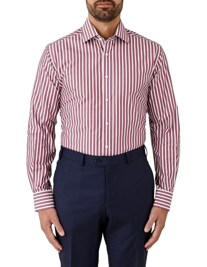 Tailored Fit Striped Giorgio Shirt Claret 1 Tailored Fit Striped Giorgio Shirt Claret