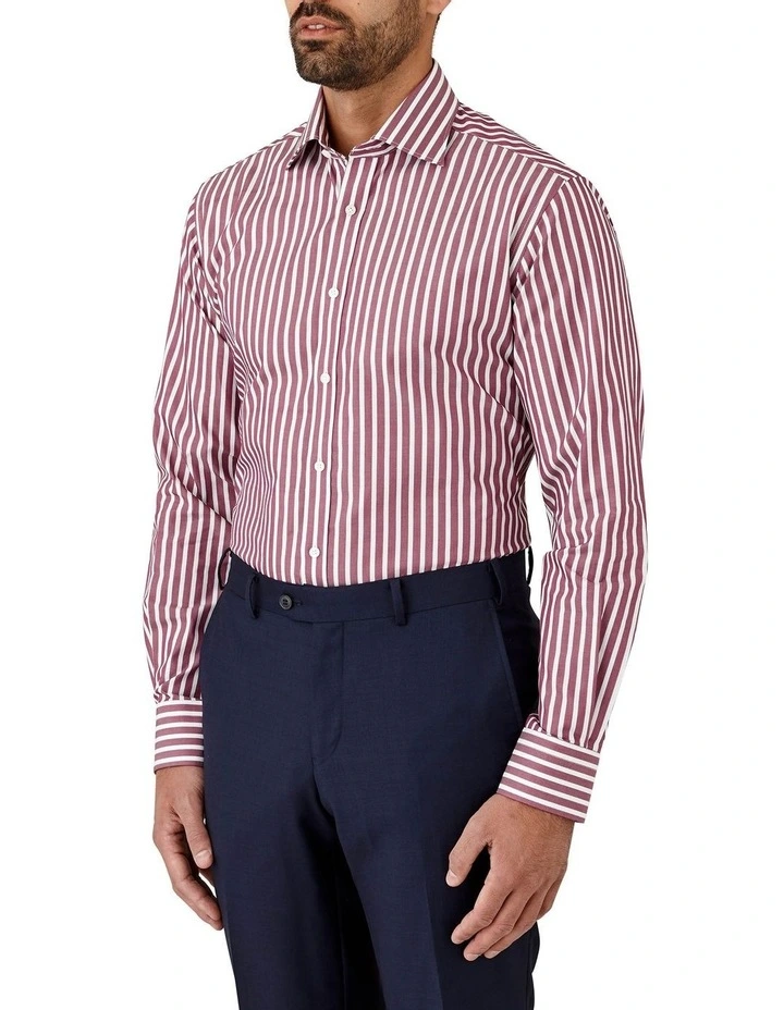 Tailored Fit Striped Giorgio Shirt Claret 2 Tailored Fit Striped Giorgio Shirt Claret - Image 2