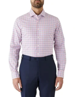Tailored Fit Marcell Check Long Sleeve Shirt Pink