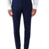 Tailored Fit Fabio Textured Navy Check Wool Suit Trouser Navy