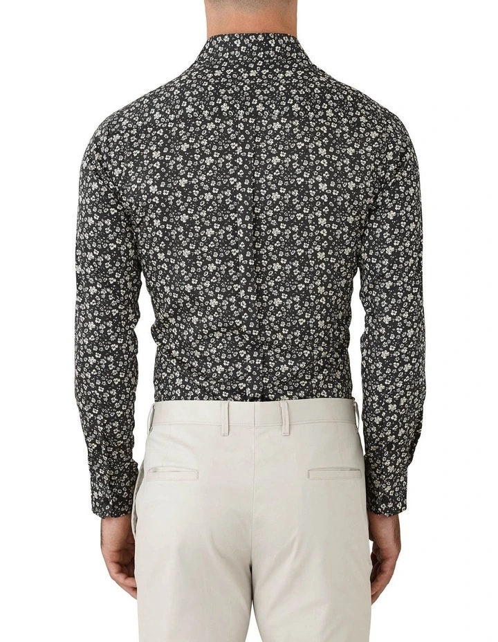 Gibson Slim Stretch Fit Motion Floral Print Long Sleeve Shirt Black/White 3 Gibson Slim Stretch Fit Motion Floral Print Long Sleeve Shirt Black/White - Image 3