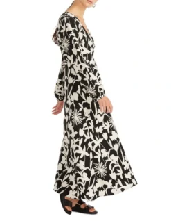 Alita Wrap Midi Dress Black/Cream -Myer Clothing Shop 901997290 3 720x928