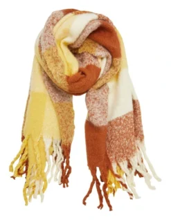 Oxford Amber Clay Block Check Blanket Scarf