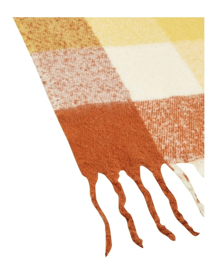 Oxford Amber Clay Block Check Blanket Scarf 2 Oxford Amber Clay Block Check Blanket Scarf - Image 2
