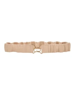 Oxford Tyra Ruched Leather Belt In Nude