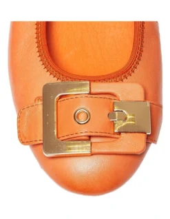 Pentagon Flat Shoes In Orange Leather -Myer Clothing Shop 903612340 7 720x928