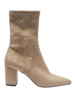 Karly Boots In Taupe Stretch Suede