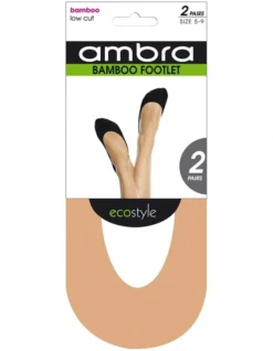 Ecostyle Bamboo Footlet 2 Pair Socks Natural