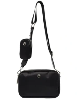 Ebby Black Double Zip Crossbody Bag