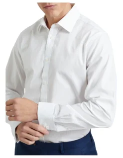 Oxford Beckton French Cuff Self Stripe Shirt In White -Myer Clothing Shop 905321710 4 720x928