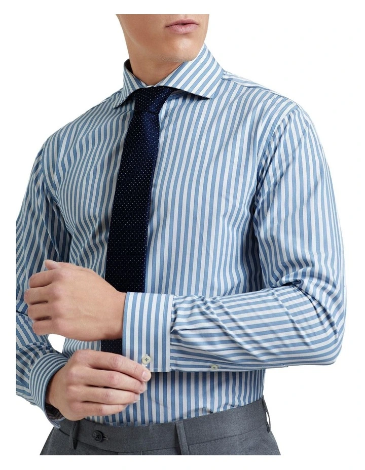 Oxford Trafalgar Striped Shirt In Blue 4 Oxford Trafalgar Striped Shirt In Blue - Image 4
