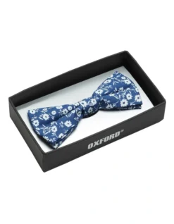 Oxford Floral Navy Cotton Bow Tie -Myer Clothing Shop 905626900 3 720x928