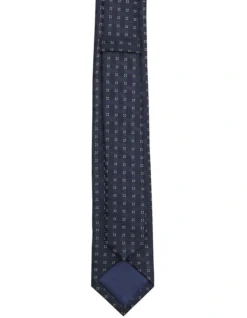 Oxford Tiny Flower Navy/Red Skinny Silk Tie -Myer Clothing Shop 905627170 3 720x928