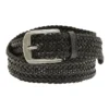 Oxford Lincoln Black Leather Woven Waist Belt