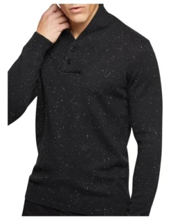 Oxford Digby Donegal Shawl Neck Knit Black -Myer Clothing Shop 905636620 4 720x928