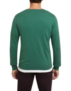 Oxford Perry Tipping V-Neck Cashmere Blend Pullover Green -Myer Clothing Shop 905637160 3 720x928