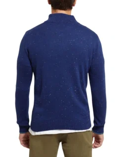 Oxford Micky Donegal Zip Collar Knit Blue -Myer Clothing Shop 905637250 3 720x928