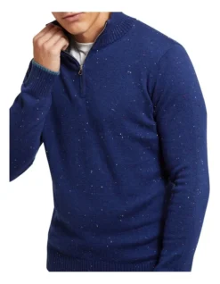 Oxford Micky Donegal Zip Collar Knit Blue -Myer Clothing Shop 905637250 4 720x928