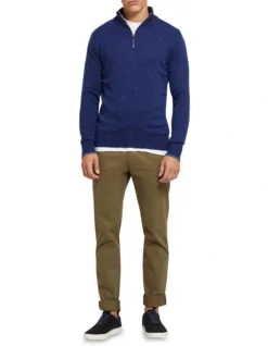 Oxford Micky Donegal Zip Collar Knit Blue -Myer Clothing Shop 905637250 5 720x928