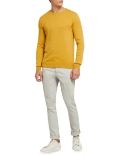 Oxford Crew Neck Cotton Cashmere Pullover Mustard -Myer Clothing Shop 905637970 5 720x928