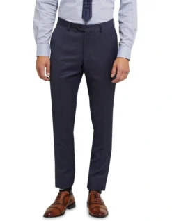 Oxford Auden Wool Stretch Checked Suit Trousers Blue