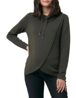 Cassie Cross Over Nursing Knit In Khaki