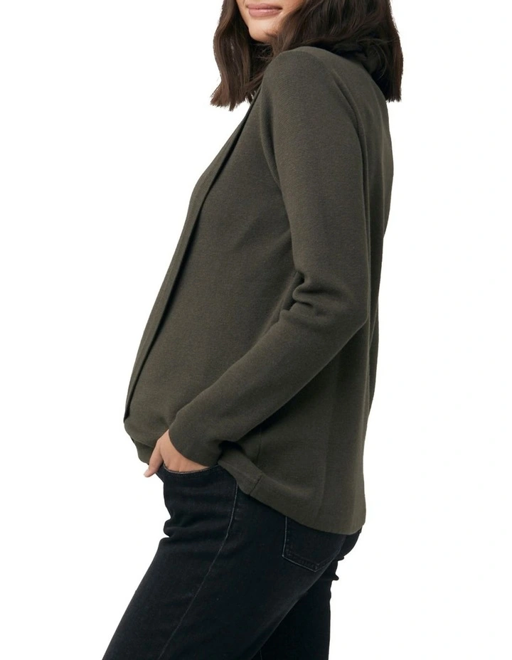 Cassie Cross Over Nursing Knit In Khaki 2 Cassie Cross Over Nursing Knit In Khaki - Image 2