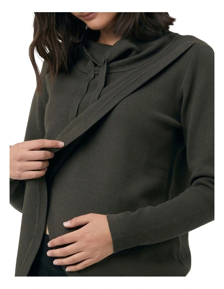 Cassie Cross Over Nursing Knit In Khaki 4 Cassie Cross Over Nursing Knit In Khaki - Image 4