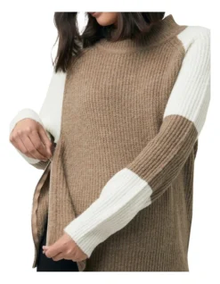 Colour Block Nursing Knit In Olive/Off White -Myer Clothing Shop 905980600 4 720x928