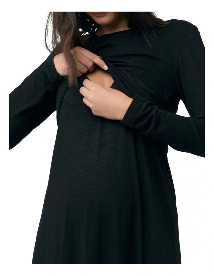 Tara Cross Front Nursing Dress In Ebony 4 Tara Cross Front Nursing Dress In Ebony - Image 4