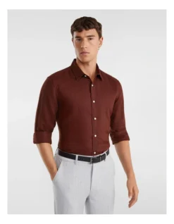 West Hampton Pure Linen Shirt Chocolate