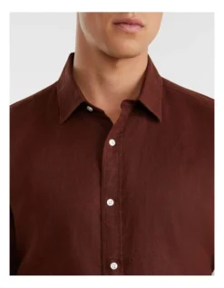 West Hampton Pure Linen Shirt Chocolate -Myer Clothing Shop 906470110 3 720x928