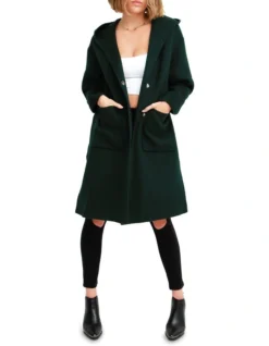 Walk This Way Wool Blend Oversized Coat Dark Green