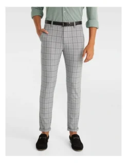 Chief Skinny Check Chino In Grey