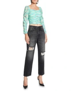 Above The Sea Watercolour Plaid Top Print