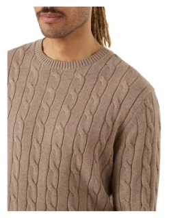Mawson Cable Crew Knit In Oatmeal -Myer Clothing Shop 909451180 909402490 3 720x928