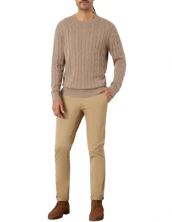 Mawson Cable Crew Knit In Oatmeal -Myer Clothing Shop 909451180 909402490 4 720x928