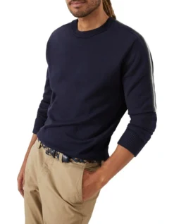 Ottoman Racer Crew Knit Navy