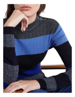 Crystal Lurex Stripe Knit Blue Multi -Myer Clothing Shop 909642070 4 720x928