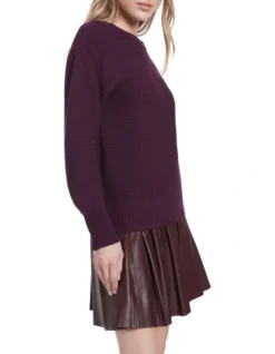 Izabella Ottoman Knit Sweater Grape